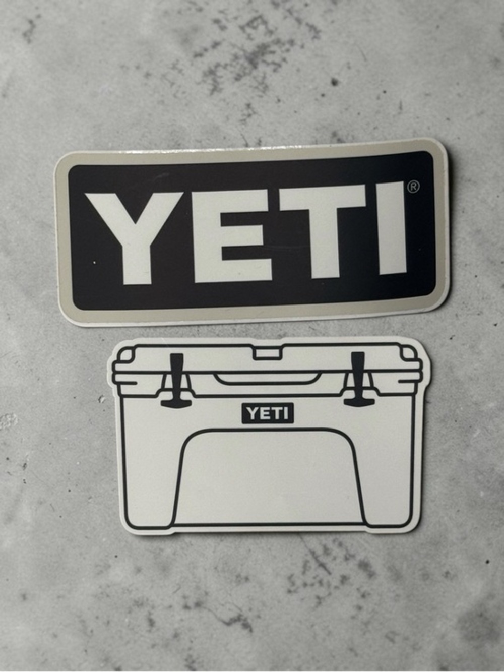 Yeti Black and White Logo & Cooler Sticker Duo
